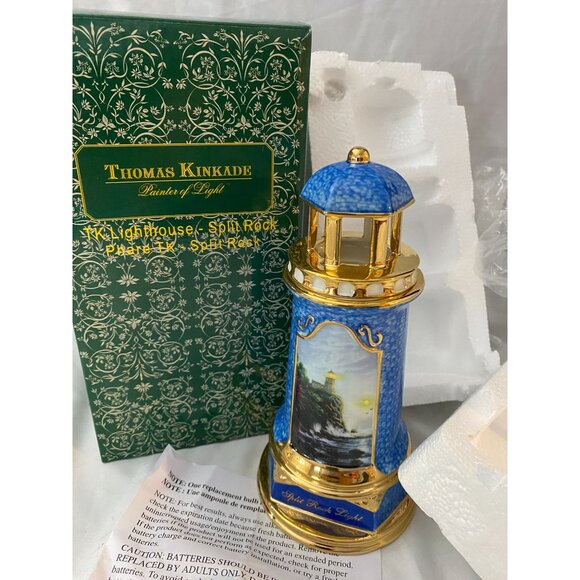2004 Thomas Kinkade Split Rock Lighthouse Light Night Light Lamp Battery Ceramic - Picture 3 of 7